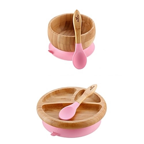 Avanchy Bamboo + Silicone Essentials Set in  - Pink