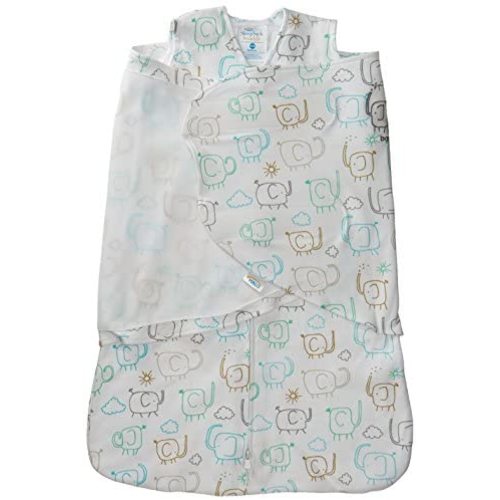 HALO 100% Cotton Sleepsack Swaddle, 3-Way Adjustable Wearable Blanket, TOG 1.5, Elephant, Newborn, 0-3 Months