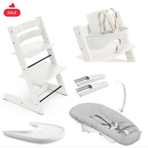 WHITE Stokke Tripp Trapp Chair Newborn Bundle