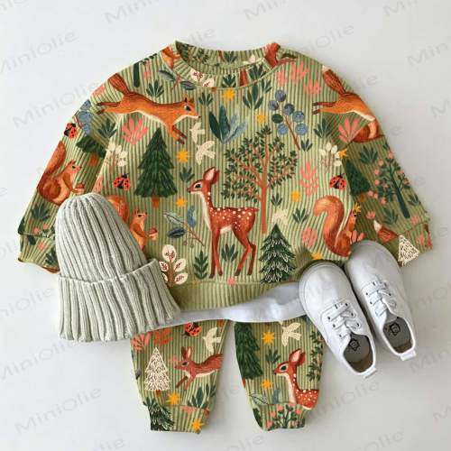 Baby Forest Deer Green Waffle 2-piece Set