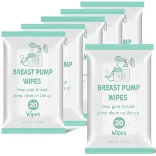 Threlaco 6 Pack 120 Count Breast Pump Wipes Clean and Resealable Convenient Breast Pump Cleaning Wipes Breastfeeding Supplies (Green)