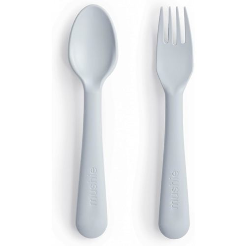 mushie Flatware Fork and Spoon Set For Kids | Made in Denmark (Cloud)