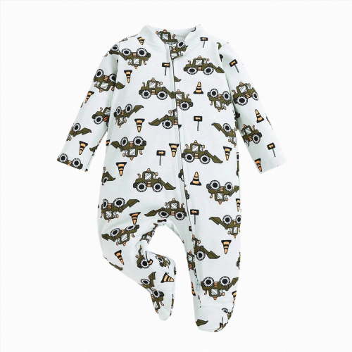 Xyant Baby Unisex Sleep and Play PJs Cotton One-Piece Zip Front Footed Loose Fit Footie Pajamas Baby Boy Girl Fall Winter Clothes (Grey,0-3 Months)