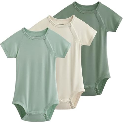 Yoofoss Baby Bodysuits Rayon Made From Bamboo, Soft Breathable Baby Onesie Short Sleeve Newborn Baby Boy Girl Clothes 3 Pack