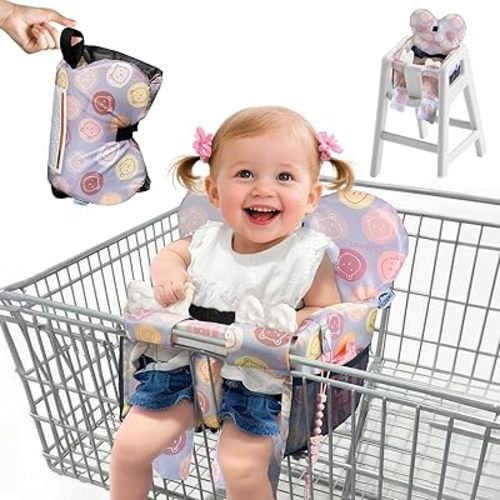 Premium Baby Shopping Cart Cover & High Chair Seat Protector - Universal Fit for Grocery Carts, Restaurant Chairs，Restaurant Seats, and Park Swings-Girl & Boy（Little Bear）
