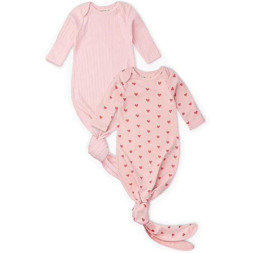 MONICA + ANDY Knot It Baby 2-pack Tie Gown, 100% Organic Baby Clothes for Boys & Girls, Sizes For Preemie, Newborn & Infant