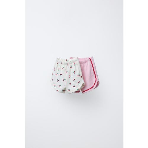 TWO-PACK OF CHERRY AND RUCHED SHORTS - Pink | ZARA United States