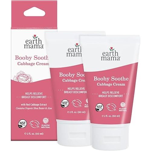 Earth Mama Booby Soothe Cabbage Cream - 2 oz - Breast Cream for Breastfeeding Discomfort and Weaning (Pack of 2)