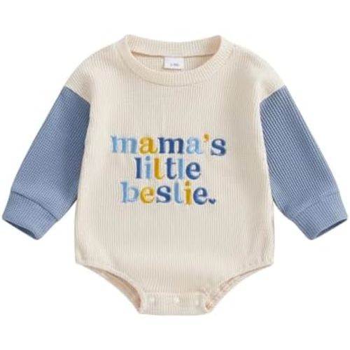 BeQeuewll Fall Toddler Baby Boy Girl Clothes Sister Brother Matching Outfit Letter Print Long Sleeve Sweatshirt Bubble Romper