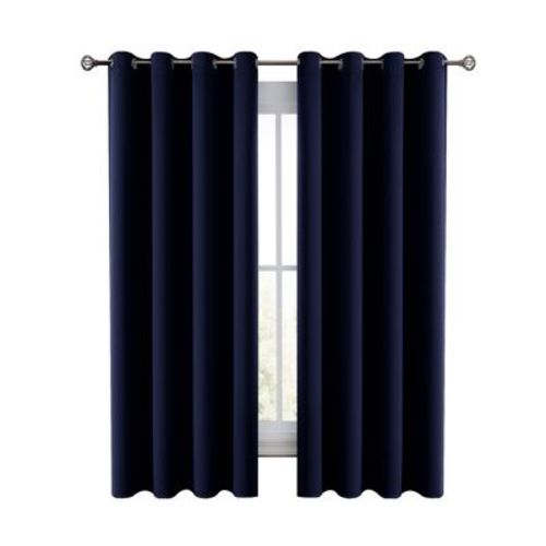Set of 2 Blackout Curtains for Windows Room Darkening & Noise Reducing Solid Curtains - 42x63 Inch (NAVY-BLUE)