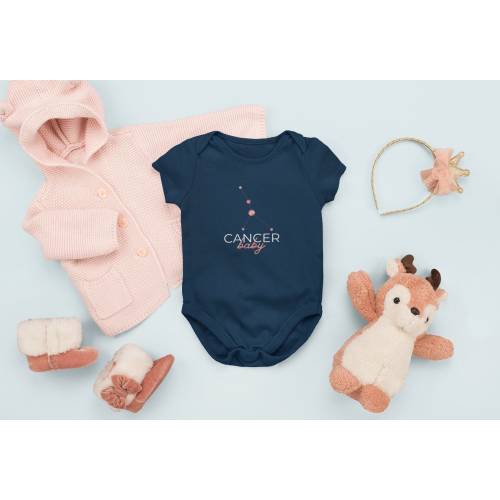 Cancer Baby Constellation Infant Bodysuit Navy Boy Girl Gender Neutral Zodiac Celestial Witch Spiritual Star Astrology Birth Announcement