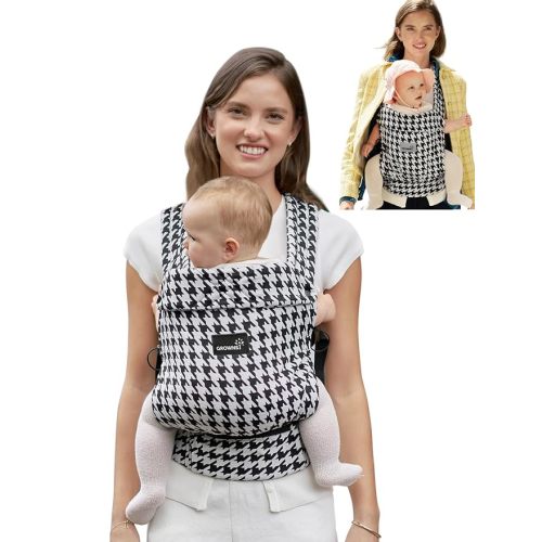 GROWNSY Houndstooth Baby Carrier Newborn to Toddler, Lightweight Ergonomic 7-44 lbs Newborn Carrier with Head Support, Easy to Wear Hands Free Infant Carrier for 0-36 Months, Houndstooth