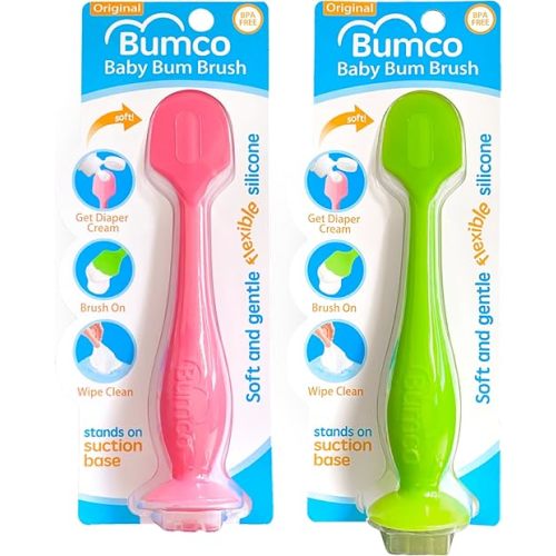 Bumco Diaper Cream Spatula (2-Pack) - BPA-Free Diaper Bag Essentials, Soft & Flexible Butt Spatula Baby, Mom-Invented Butt Paste Spatula, Diaper Cream Applicator, Bumco Baby Bum Brush, Diaper Spatula
