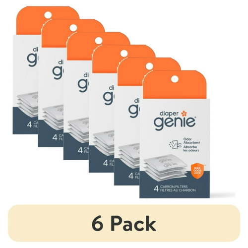 (6 pack) Diaper Genie Carbon Filter, Diaper Pail Odor Eliminator & Deodorizer, Compatible with the Diaper Genie Complete and Expressions Pail, 4 Count