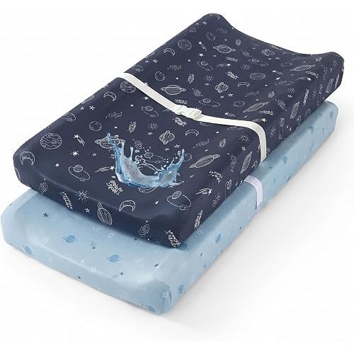Waterproof Changing Pad Cover 2 Pack Ultra Soft Changing Table Sheets for Girl Boy Diaper Changing Pad Sheet