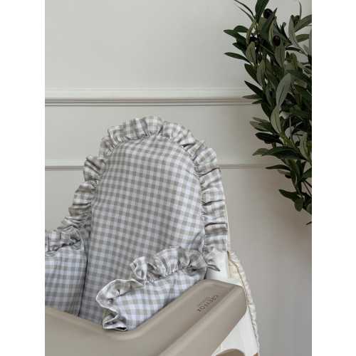 Taupe Gingham Ruffle Cushion Cover for Ikea Antilop High Chair