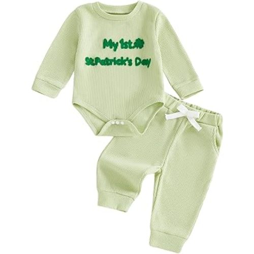 MERSARIPHY Newborn Baby Boy Fall Winter Clothes Mama's Boy Little Dude Outfit Embroidery Waffle Knit Romper Pants Sets