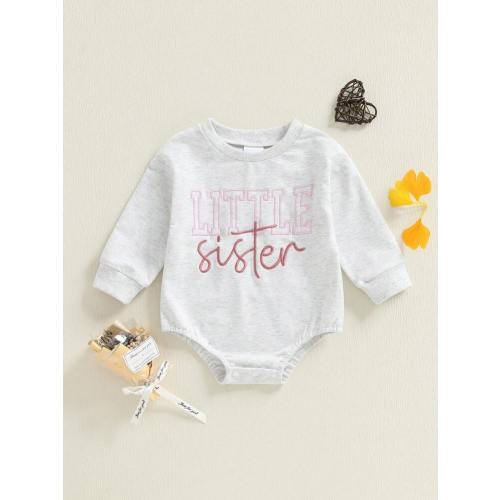 Little Brother And Little Sister Matching Outfits Fall Romper Letter Embroidery Long Sleeve Bodysuit Cute Clothes | SHEIN USA