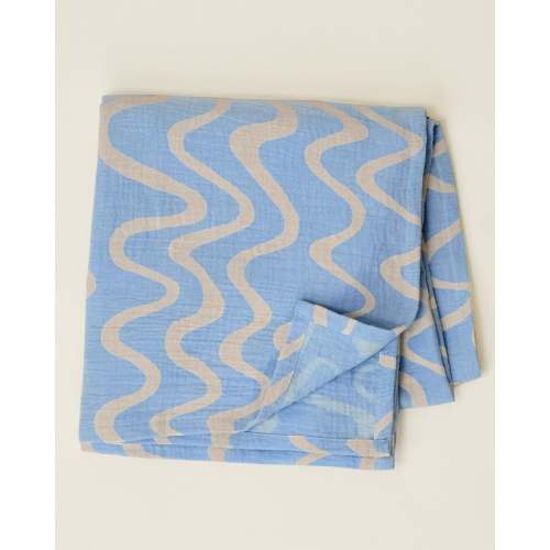 Storq Baby Organic Cotton Muslin Swaddle Blanket | Blue Waves - Storq by Kindred Bravely