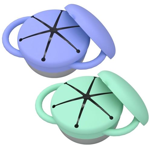 Snack Cups for Toddlers Spill Proof, 2 Pack Toddler Snack Containers with Silicone Lids & Handles, Safe and Durable, Stainless Steel Baby Snack Containers