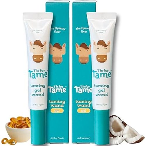 T is for Tame - Taming Gel Wand – Natural Flyaway Tamer for Kids & Adults – Smooths Baby Hairs, Frizz & Static – Alcohol-Free, Vegan & Cruelty-Free Hair Styling Gel – 0.5 fl oz (2 Pack)