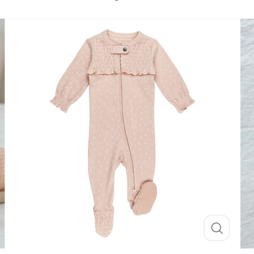 Organic Smocked Zipper Footie in Rosewater Dots – L'ovedbaby