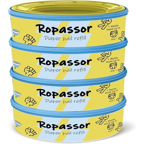 Diaper Pail Refill Bags for Munchkin Step Diaper PailGenie & Complete/Expressions (1120count) 4 Packs, 7-Layer Odor-Absorbing, Comes with One Disposable Diaper Poop Bags