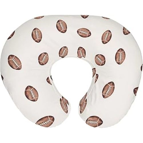 Cream Watercolor Footballs Baby Nursing Pillow Covers for Boy Girl American Footballs Party Nursing Slipcovers for Breastfeeding Pillows Sports Lovers Soft Stretchy Removable Cover for Newborn Infant