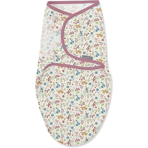 SwaddleMe by Ingenuity Easy Change Baby Swaddle in Size Small/Medium, 0-3 Months, 7-14 Pounds, 3-Pack with Easy Change Zipper - Country Petals