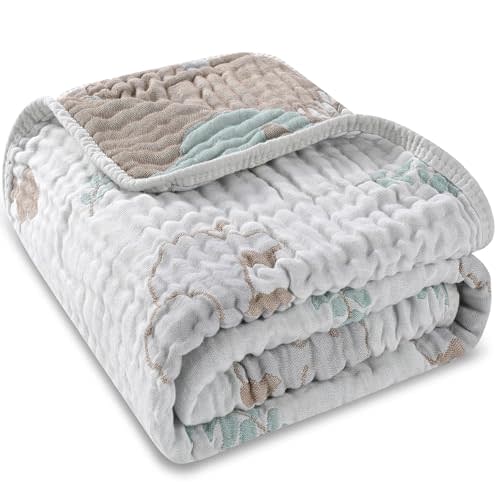 Ultra Soft Muslin Baby Blanket, A Versatile Swaddle and Bed Blanket for Babies, Toddlers, Boys, and Girls (Forest Elephant 1 Pack).