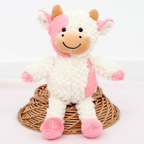 YUKOUQIAN Cow Stuffed Animal Cow Plush Doll Toy 11.8 inch for Girls Boys (Stand Cow Pink)