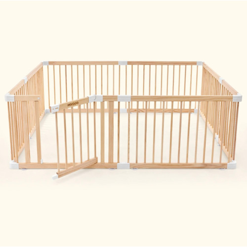HARPPA Wooden Baby Gate Playpen | Non-Toxic Foldable DIY Adjustable Play Yard for Infants & Toddlers – Natural Finish Baby Fence for Small & Large Spaces