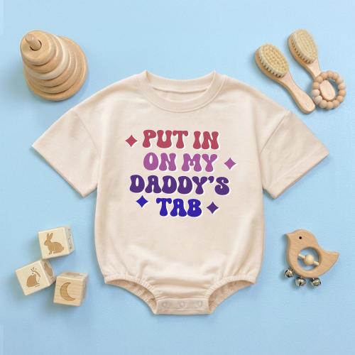 Put It On My Daddy’s Tab Baby Romper – Funny Retro Newborn Outfit