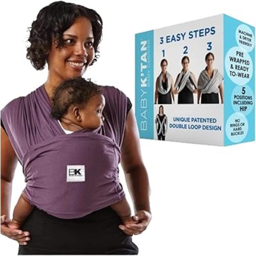 Original Baby K'tan Baby Carrier: #1 Easy Pre-Wrapped, Soft, Slip-On, No Rings, No Buckles | 5 in 1 Baby Sling for Hands-Free Comfort | Eggplant | Medium
