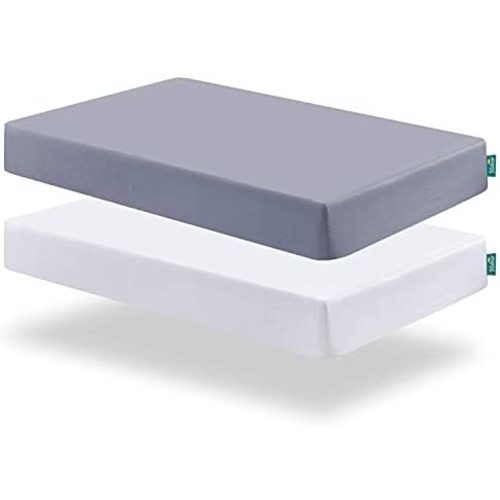 Biloban Crib Sheets 2 Pack, Fitted Crib Sheet for Standard Crib Mattress, Cozy Toddler Sheets for Boys and Girls, Machine Washable, Microfiber, Grey & White