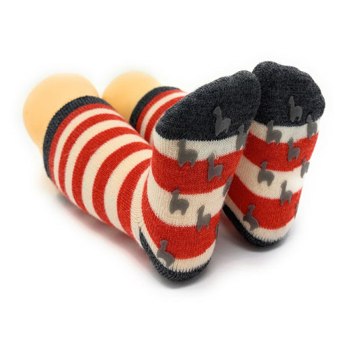 Striped Toddler 100% Alpaca Wool Socks with Non-Skid Grips for Boys & Girls | Sun Valley Alpaca Co.