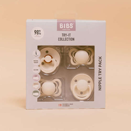 BIBS Ivory Try It Collection Latex Baby Pacifiers