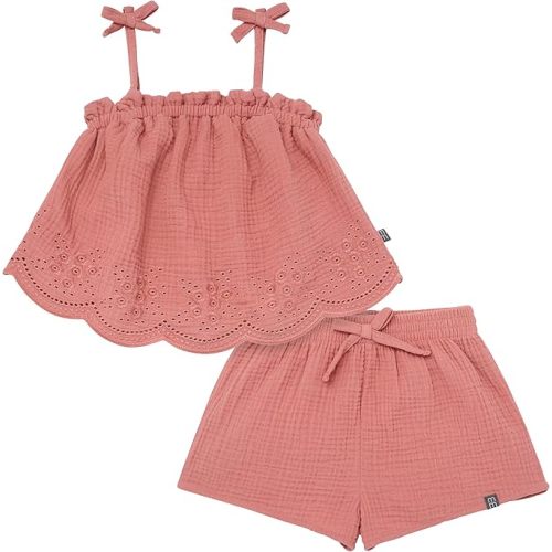 Modern Moments by Gerber Baby Girls 2-piece Gauze Top & Short Set