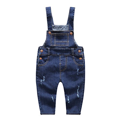 KIDSCOOL SPACE Baby & Little Boys/Girls Blue & Black Denim Overalls,Jean Workwear