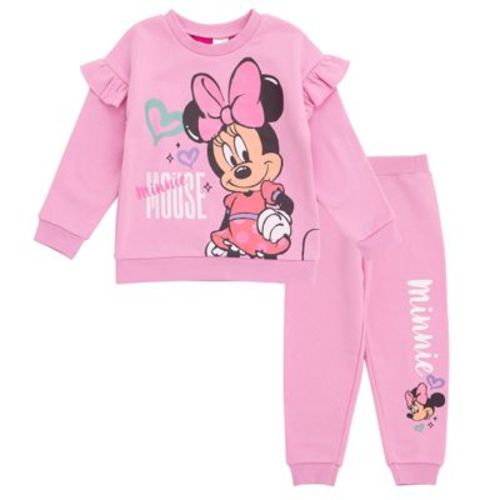 Disney Minnie Mouse Infant Baby Girls Fleece Drop Shoulder Sweatshirt and Jogger Pants Outfit Set Pink 12 Months
