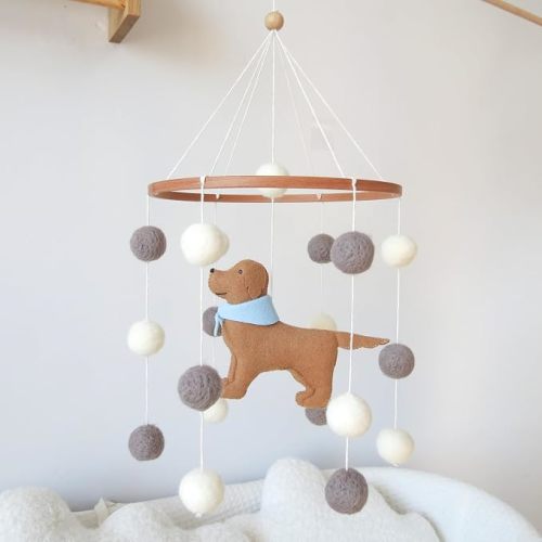 Baby Crib Mobile for Boys Girls Dog Mobile Baby Mobile for Crib Mobile for Bassinet with Felt Ball