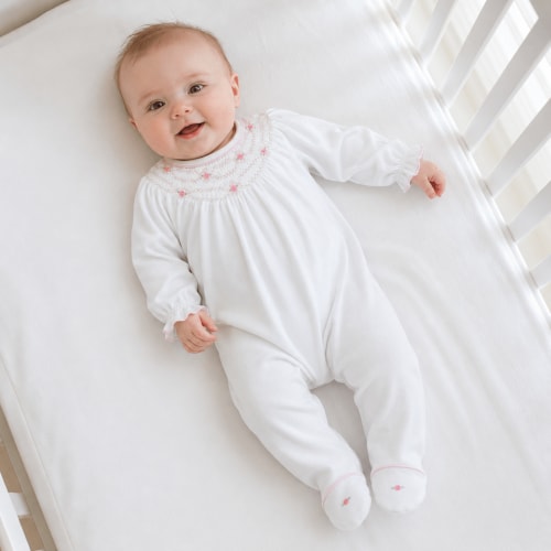 Baby Girl Bishop Smocked Footie - Pima Cotton - Poppy's Classics – Magnolia Baby