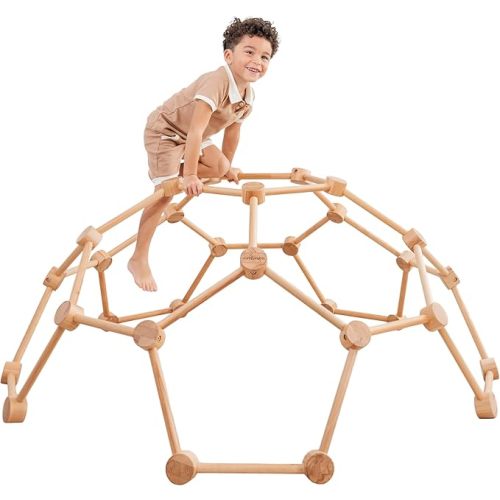 Comfy Cubs Wooden Toddler Play Gym for 3-6 Years Old - Montessori Climber for Kids - Safe Climbing Toy Support up to 120 lbs - Easy to Assemble Kids Climber for Active Play - Natural Wood