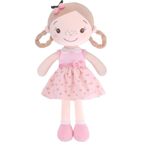 GAGAKU Soft Baby Doll Toys (16'') for Girls, My First Baby Rag Dolls for 1 Year Old Girl Birthday Gift Plush Doll Toys Machine Washable Baby Doll for Toddler Kids Infants - Cherry Girl