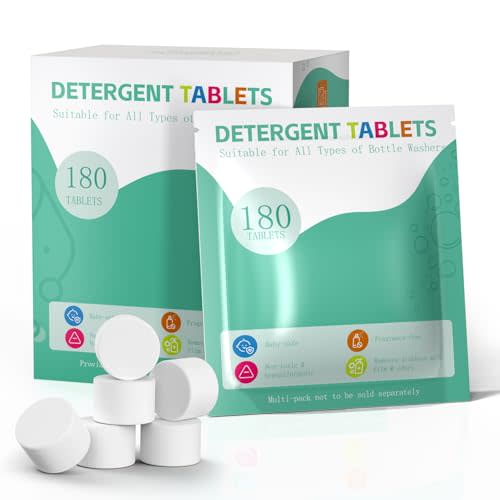 Baby Bottle Washer Detergent Tablets for Momcozy Pro, Baby Brezza, Bottle Cleaner Washers Sterilizers & Dryers, Baby-Safe Natural Formula, Professional Cleaning Power for Bottles & Nipples, 180PCS