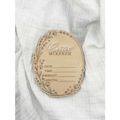 Oval Baby Name Announcement Sign | Wooden Oval Birth Announcement Sign | Newborn Photo Name Sign | Hospital Baby Stats Sign