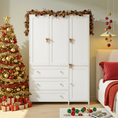 Latitude Run® 70.9'' H 3-Drawer Wood Armoire with Mirror & Reviews | Wayfair