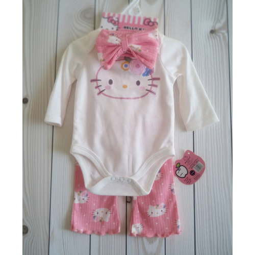 Hello Kitty Bow, Flare Pants, 3 Piece Outfit Sets (3 Months)