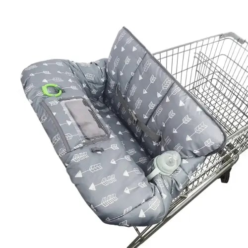 Shopping cart Cover for Baby high Chair Cover, roll in and go, Universal fit, Grey Arrow
