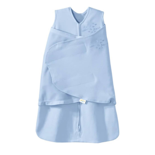 HALO 100% Cotton Sleepsack Swaddle, 3-Way Adjustable Wearable Blanket, TOG 1.5, Baby Blue, Newborn, 0-3 Months